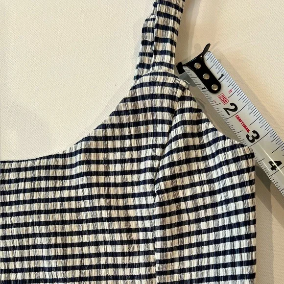 Lulu's Plaid White Navy Checkered Crop Top Cotton Blend Size Small - Picture 8 of 14